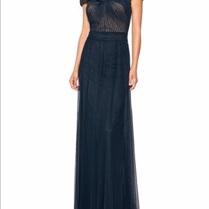 Tadashi Shoji Navy tulle gown size 14